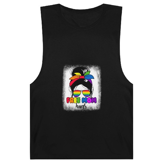 Free Mom Hugs Womens Messy Bun LGBTQ Free Mom Hugs Barnard Tanks