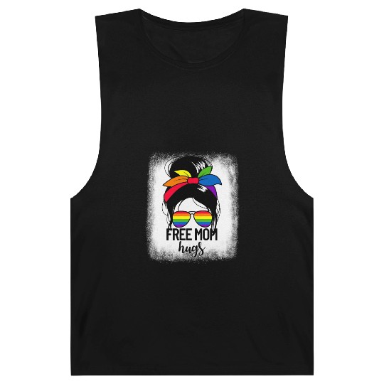 Free Mom Hugs Womens Messy Bun LGBTQ Free Mom Hugs Barnard Tanks