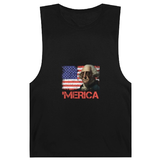 Merica George Washington Independence Day USA Barnard Tanks