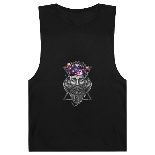 Long beard hipster trippy solar system Barnard Tanks