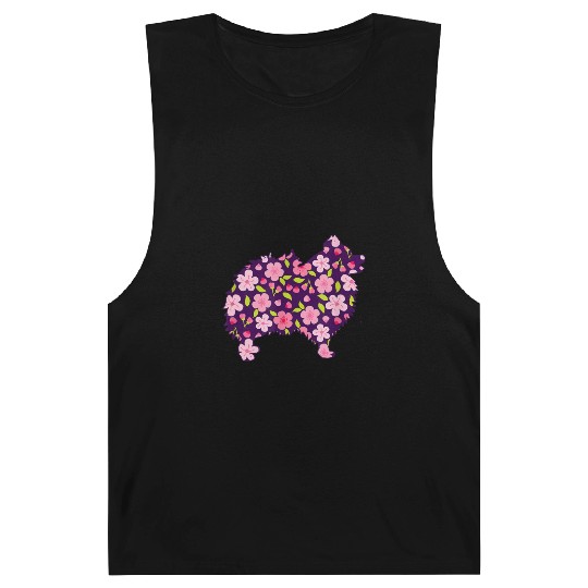 Pomeranian Dogs Flower Pattern Pomeranians Lover Barnard Tanks