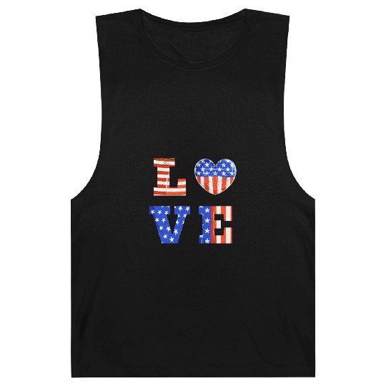 LOVE America Independence Day USA Patriots Barnard Tanks