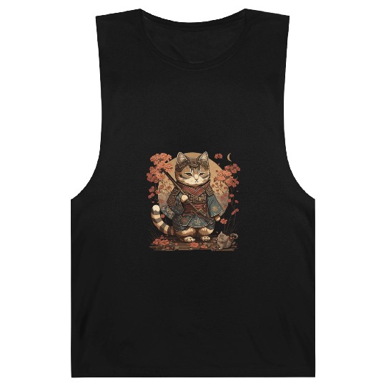 Samurai Cat Warrior Japanese Ninja Cat Kawaii Barnard Tanks