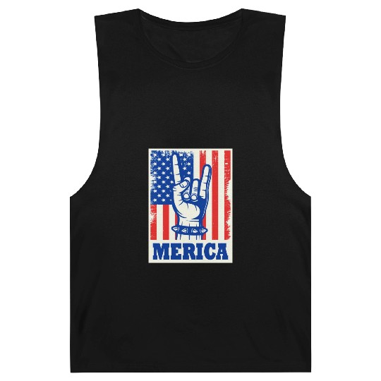 Merica Rock Usa Flag July 4th Barnard Tanks