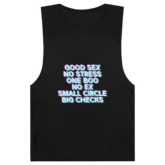 No Stress One Boo No Ex Back Print Rap Saying Barnard Tanks