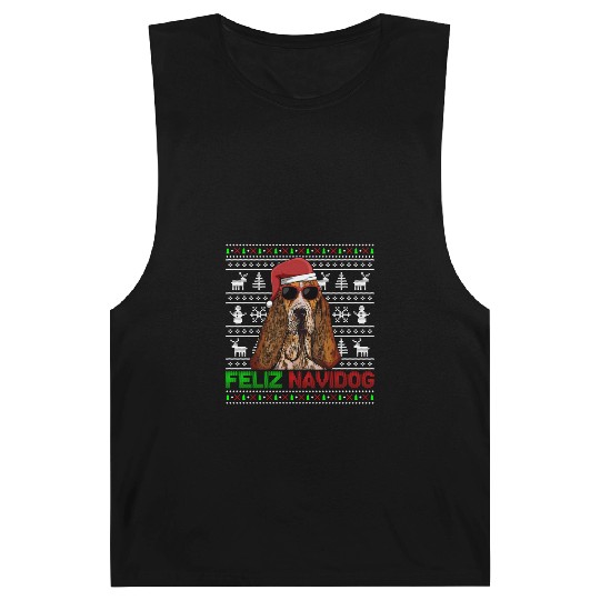 Basset Hound Dog Feliz Navidog Barnard Tanks