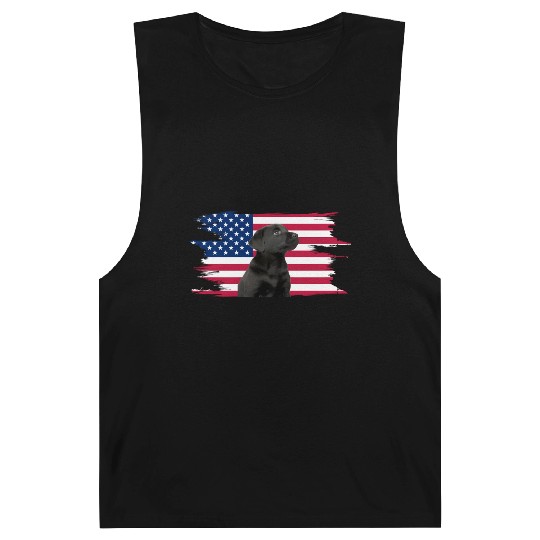 American Flag Dog Black Lab Puppy Barnard Tanks