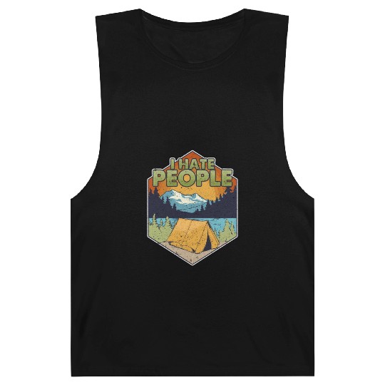 Cute Funny I Hate People Camping In Nature Pun Barnard Tanks