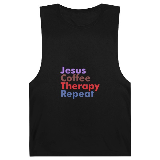Jesus Coffee Therapy Repeat Christian Barnard Tanks