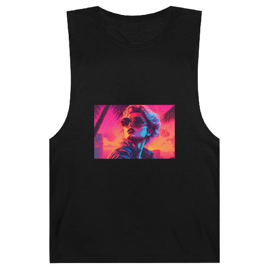 Synthwave Sunset Vibes with sunglasses Barnard Tanks