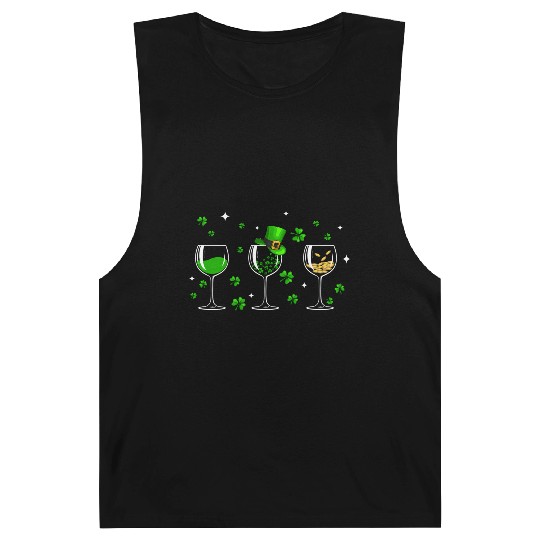 Three Wine Glasses Clover Shamrock St Patrick Day Barnard Tanks