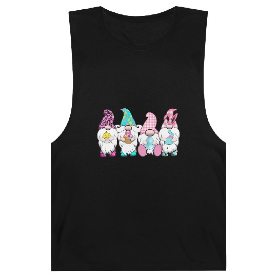 4 Easter Gnomes Pastel Spring Bunny Ears Gingham R Barnard Tanks