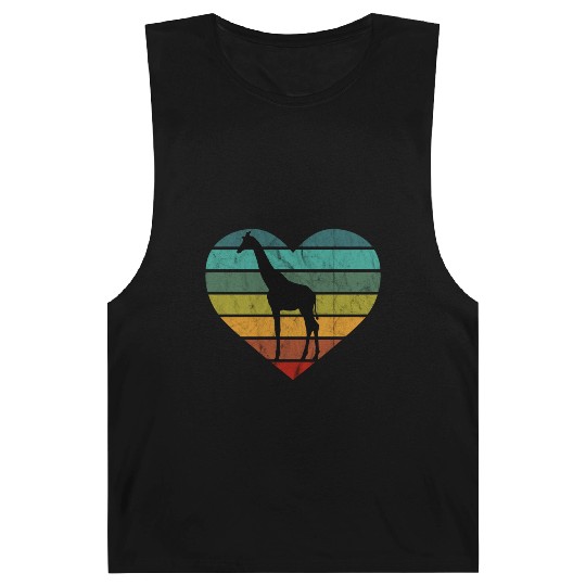 I Love Giraffes Retro Heart Barnard Tanks