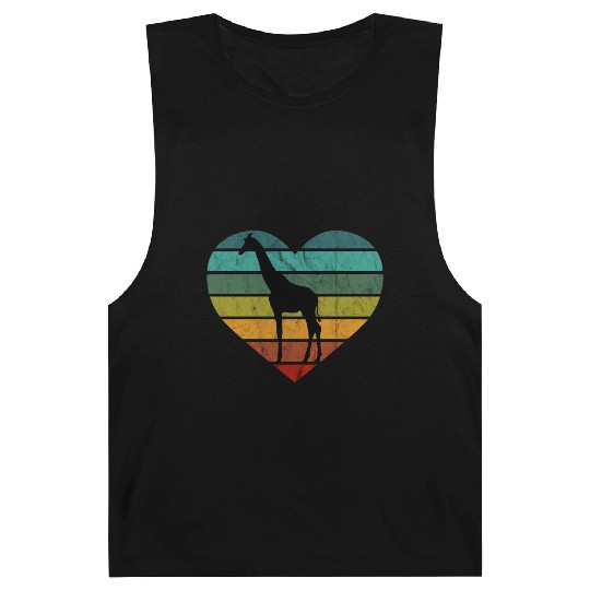 I Love Giraffes Retro Heart Barnard Tanks