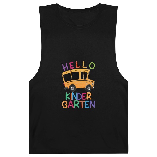 hello kindergarten Barnard Tanks print template school bus