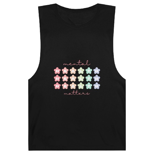 Mental Health Matters Retro Flowers Pastel Rainbow Barnard Tanks