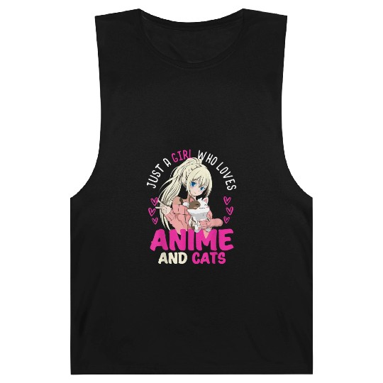 Anime Otaku Cats Japanese Anime Girl Kawaii Cat Barnard Tanks