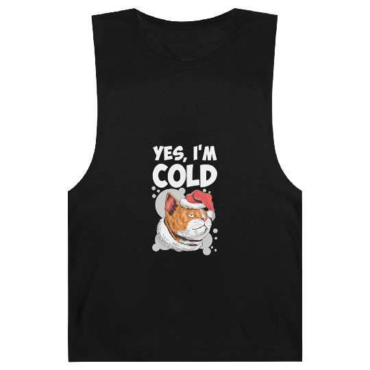 Yes I m Cold Lazy Cat Face Cozy Chilly Days Barnard Tanks