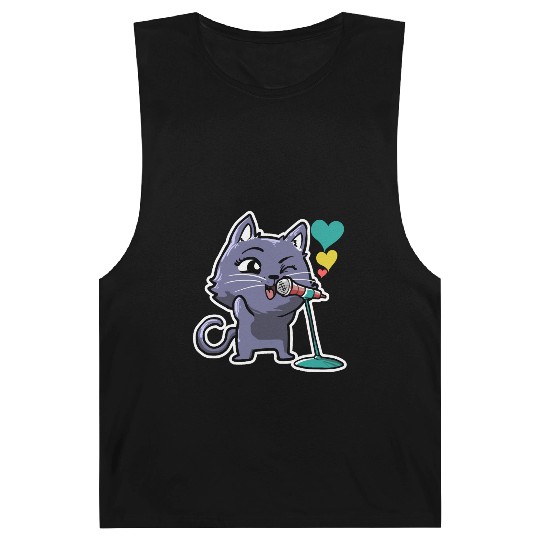 Cute Kawaii Cat Singing Song Singer Cat Lover Barnard Tanks