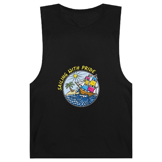 LGBTQ Sailing Ship with Pansexual Flag, Vacation Barnard Tanks