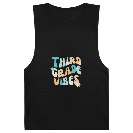 Back To School Third Grade Vibes Colorful Groovy Barnard Tanks
