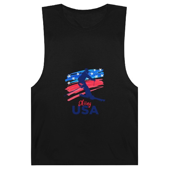 Skiing Usa Support The Team Usa Flag Ski Winter Barnard Tanks