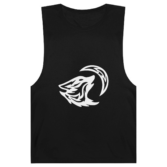 Tribal White Howling Wolf Tattoo 70s Barnard Tanks