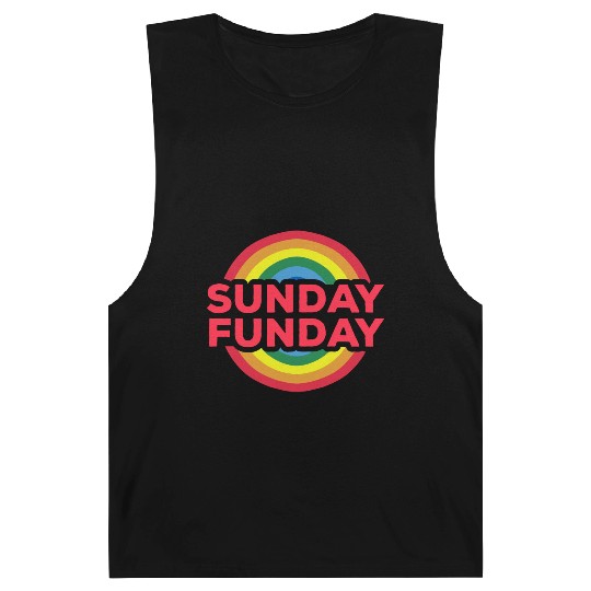 rainbows sunday funday red Barnard Tanks