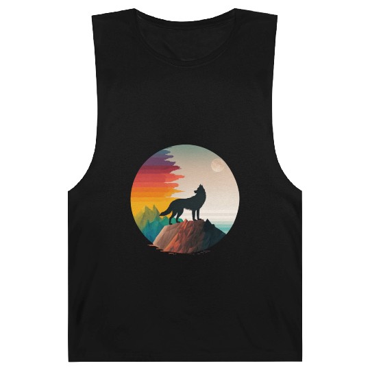 LGBTQIA+ Majestic wolf on the mountain top Barnard Tanks