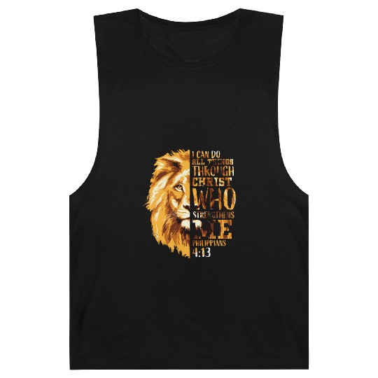 Philippians 413 Christian Bible Verse Lion Husband Barnard Tanks