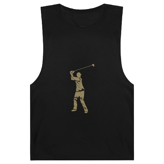 Golf Golfer Silhouette - White Grunge Design Barnard Tanks