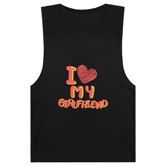I Love My Girlfriend Heart Balloons Black Barnard Tanks