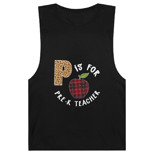 P Is For Pre K Teacher Leopard Buffalo Plaid T Barnard Tanks