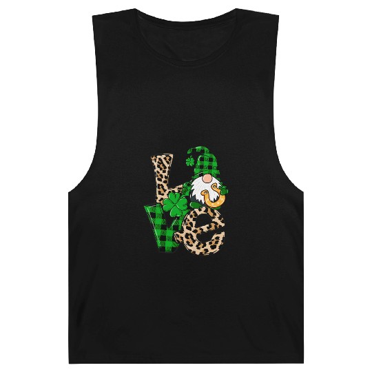 Love Irish Gnome Shamrock Leopard Plaid St Patrick Barnard Tanks
