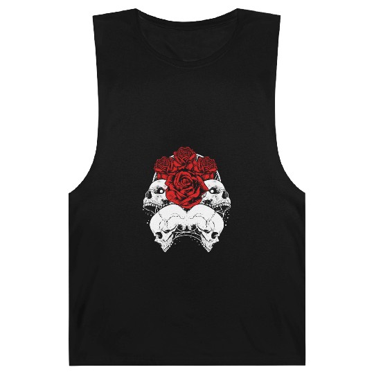 Gothic Barnard Tanks, Skull Red Roses Goth Vintage Grunge