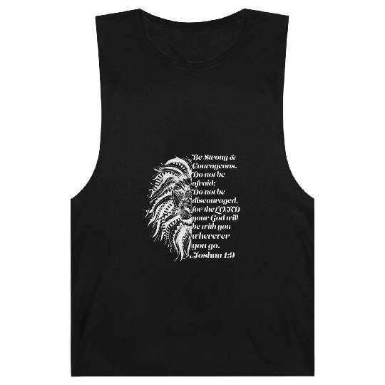 Christian Lion Joshua 19 Be Strong, Courageous Bib Barnard Tanks
