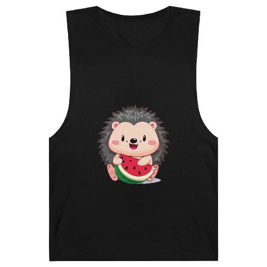 Happy hedgehog enjoys watermelon Barnard Tanks