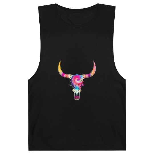 Cow Barnard Tanks, Cow Skull Tie Dye Watercolor Barnard Tanks, Cow