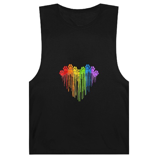 Dog Paws Rainbow Heart Dog Lover Gay Pride LGBT Barnard Tanks