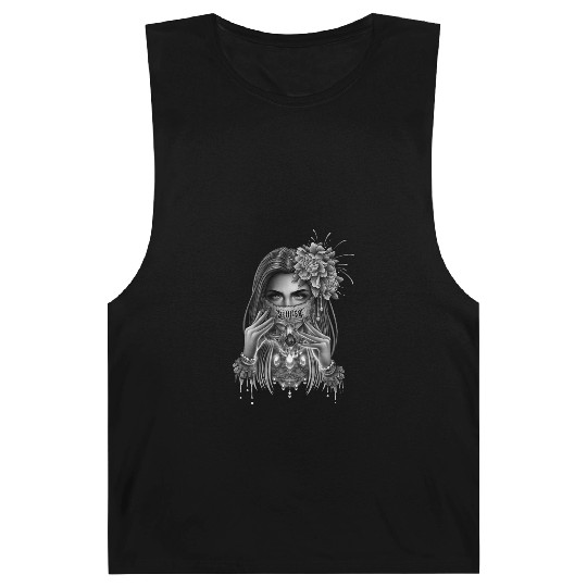 skull mask and peony flower Barnard Tanks