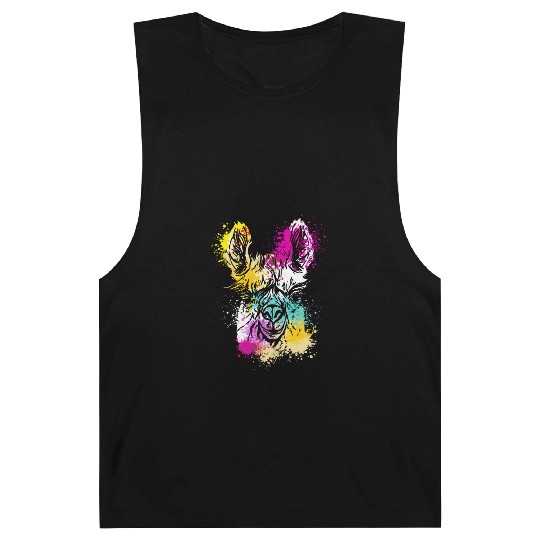 Colorful Splash Art Farm animals alpaca Llama head Barnard Tanks