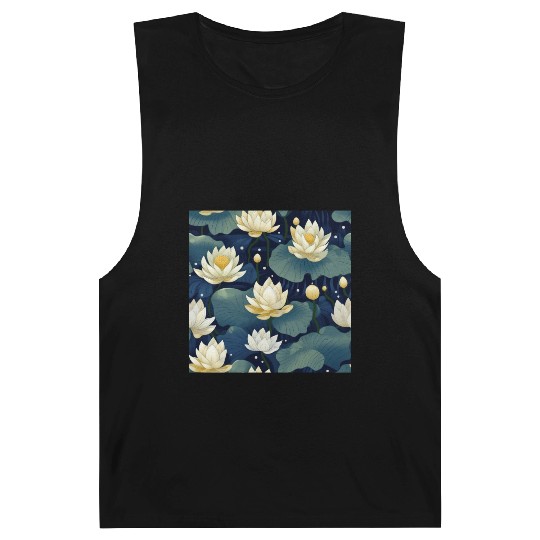 Serenity Blooms: Timeless Lotus Pattern Barnard Tanks