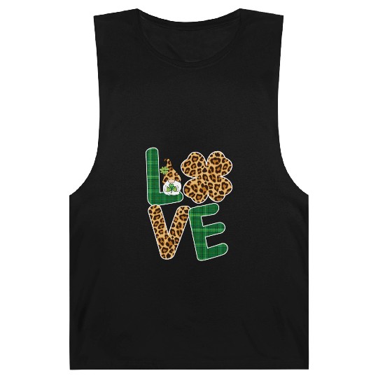 Love Irish Gnome Shamrock Leopard Plaid St Barnard Tanks