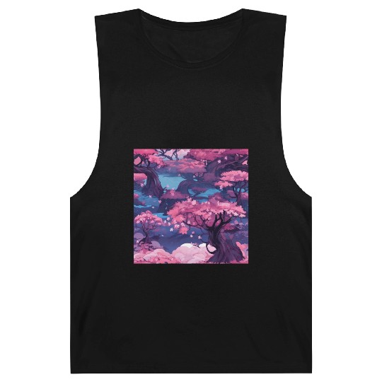 Anime Euphoria: Fantasy Cherry Blossom Dreamscape Barnard Tanks
