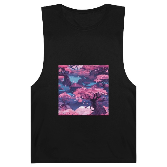Anime Euphoria: Fantasy Cherry Blossom Dreamscape Barnard Tanks
