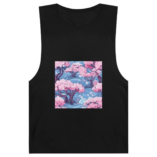 Anime Euphoria: Fantasy Cherry Blossom Dreamscape Barnard Tanks