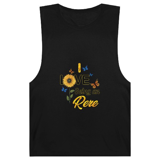 I Love Being A Rere Sunflower And Butterfly Mother Barnard Tanks