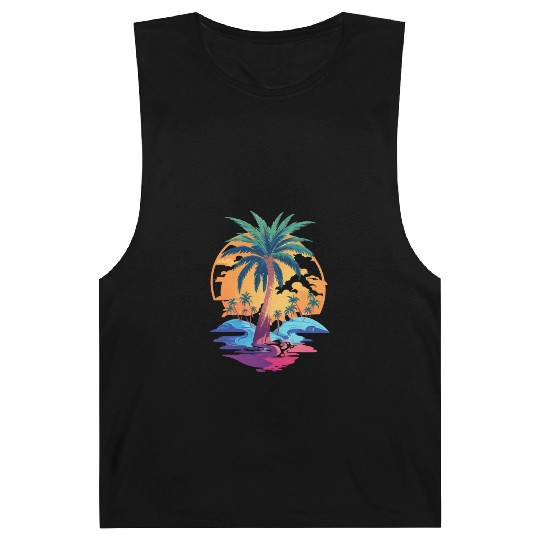 Golden Serenity - Two Sandy Isles, Palm Trees Barnard Tanks