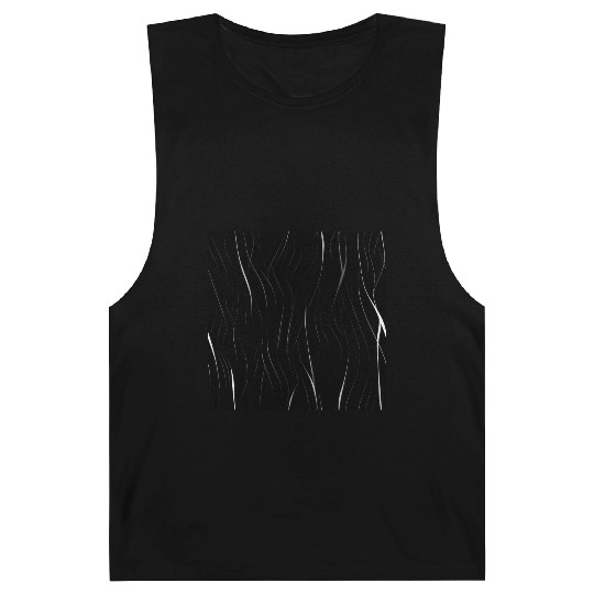 Monochrome Elegance: White Abstract Lines on Black Barnard Tanks
