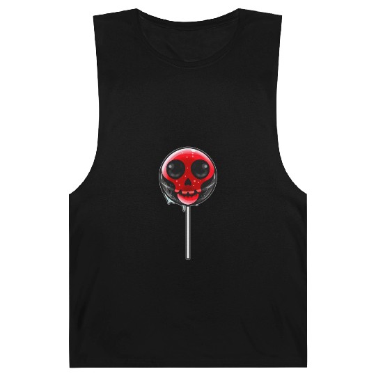 Red Skull Lollipop Trick Or Treat Halloween Barnard Tanks